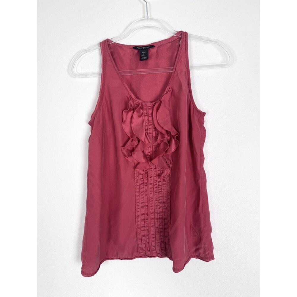 White House Black Market Pink Ruffle Blouse